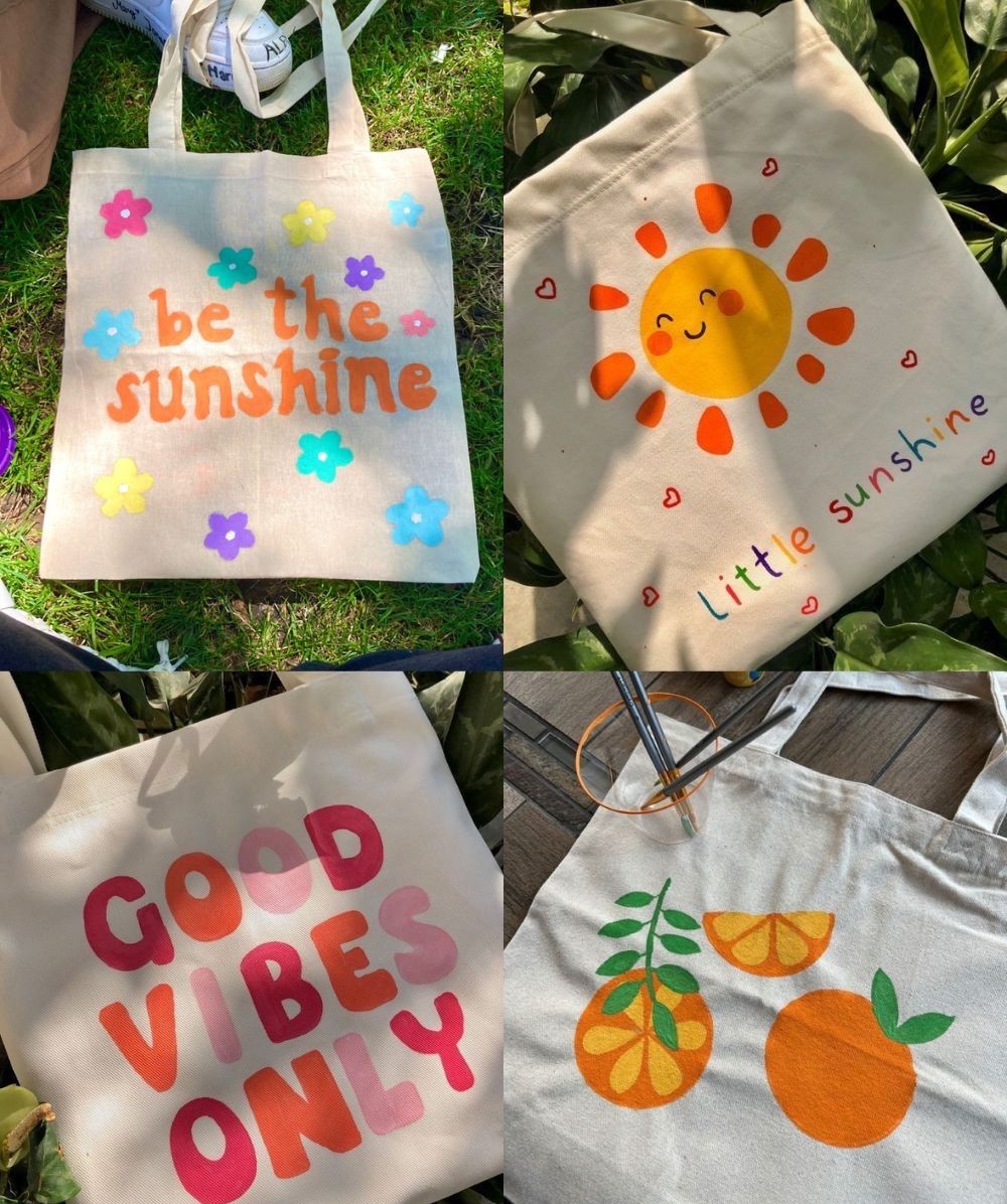 Taller de tote bags pintadas a mano en Club Creativo CDMX